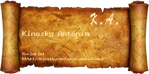Kinszky Antónia névjegykártya